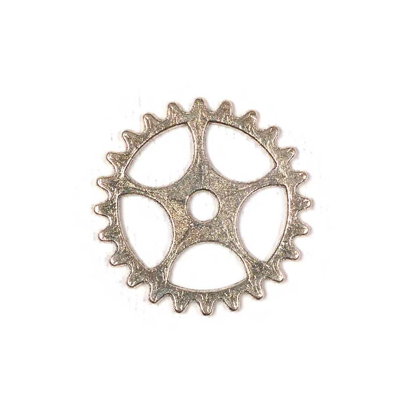 Charm kovová ozdoba, 3 ks - ozubené koleso, 5 hrotov, 3D