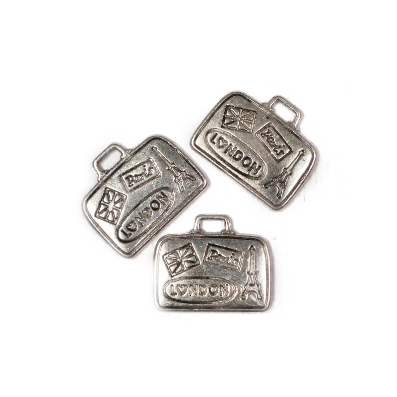 Charm kovová ozdoba, 3 ks - Paríž, Londýn, 3D