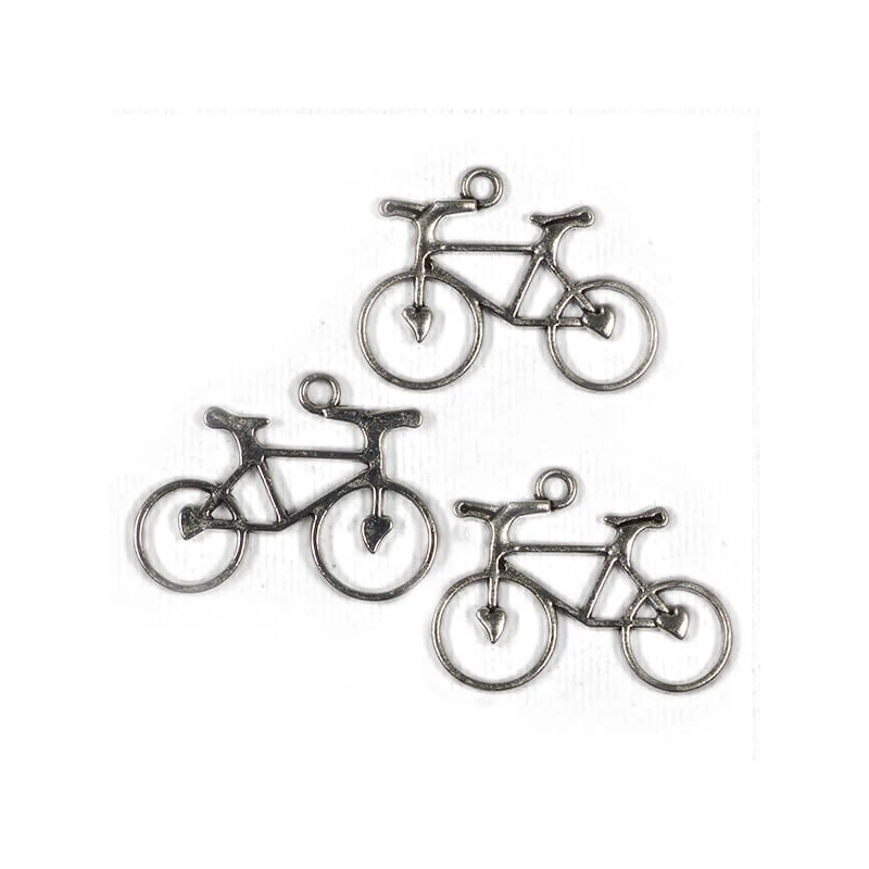 Charm kovová ozdoba, 3 ks - bicykel