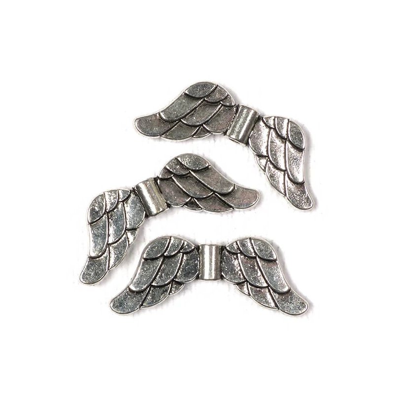 Charm kovová ozdoba, 3 ks - anjelské krídla, 3D