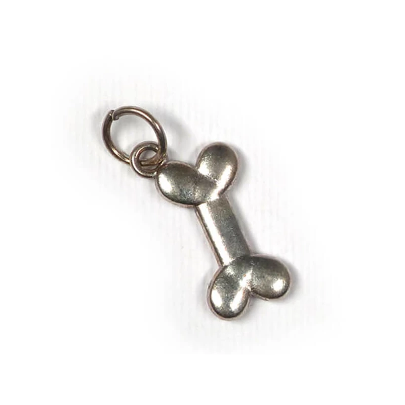 Charm kovová ozdoba, 3 ks - kosť pre psa s montážnym krúžkom, 3D