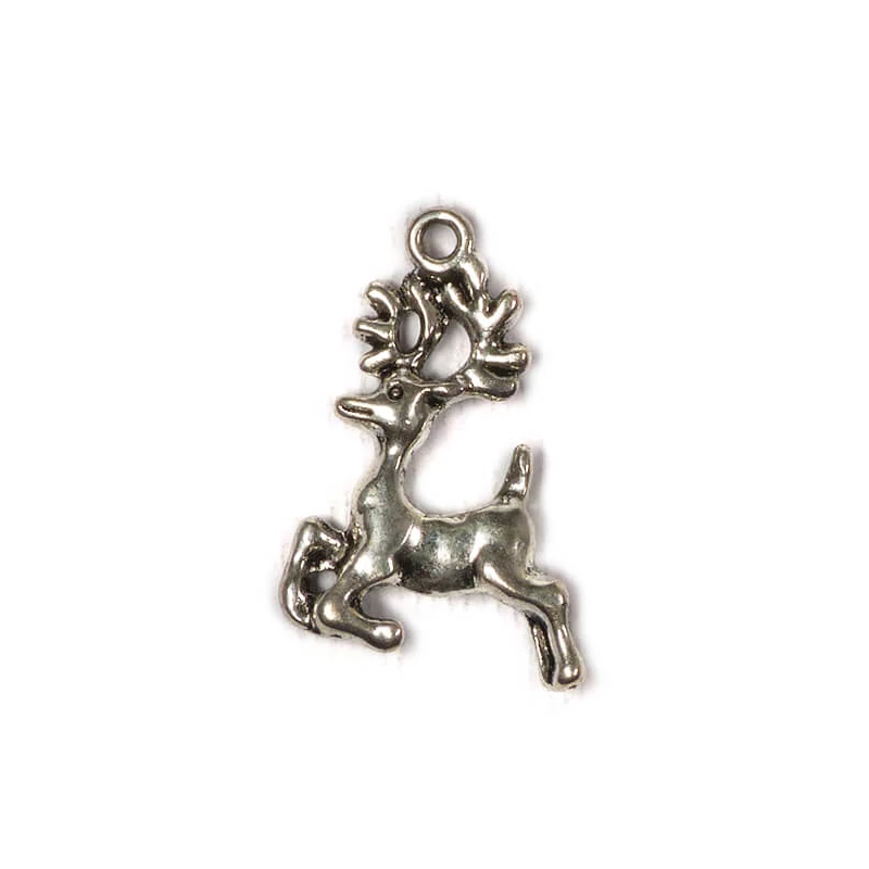 Charm kovová ozdoba, 3 ks - utekajúci jeleň, 3D