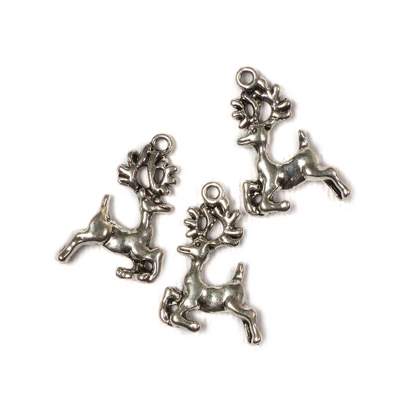 Charm kovová ozdoba, 3 ks - utekajúci jeleň, 3D