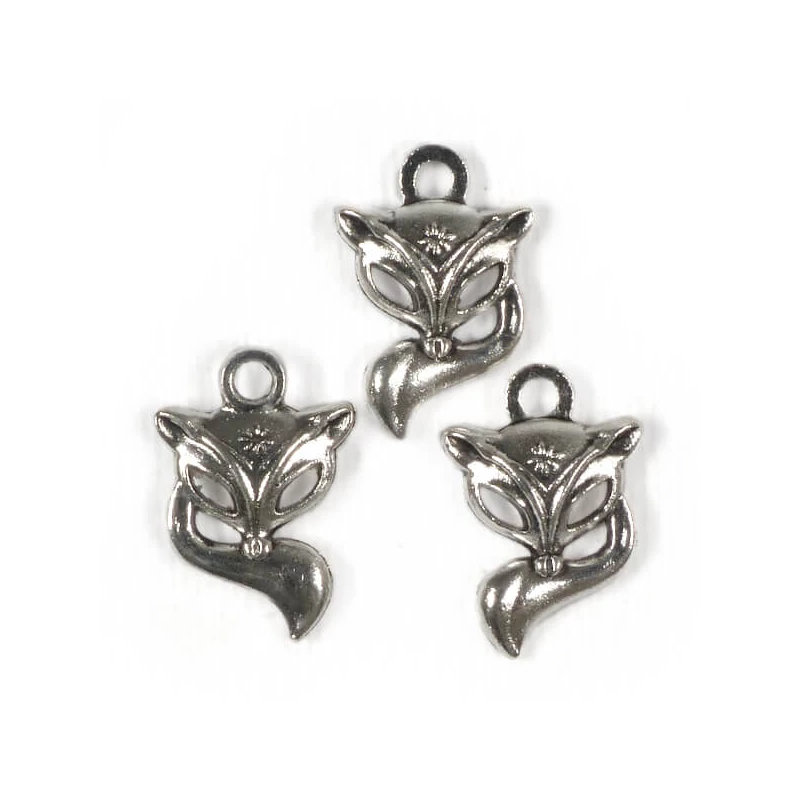 Charm kovová ozdoba, 3 ks - líška, 3D