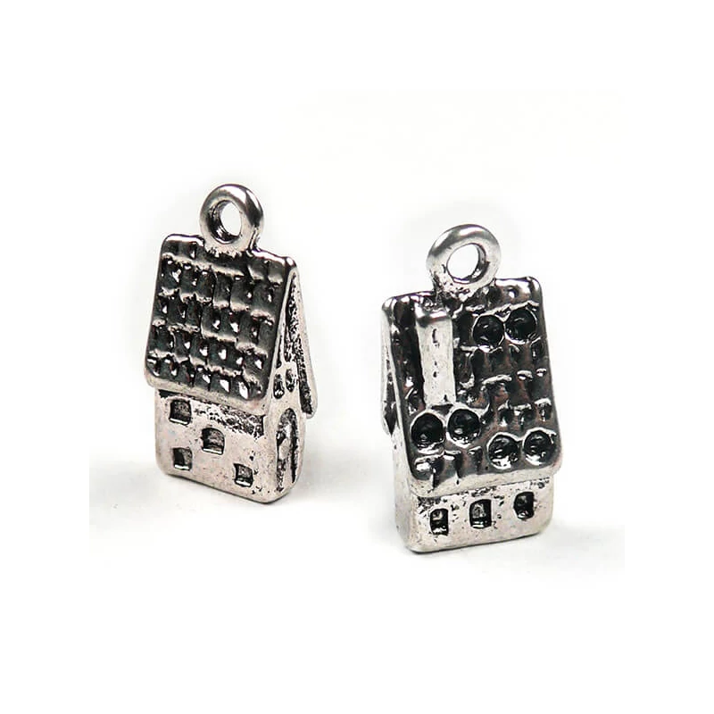 Charm kovová ozdoba, 2 ks - perníková chalúpka, 3D
