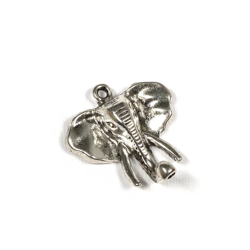 Charm kovová ozdoba, 1 ks - slon, 3D, 35x35x10mm
