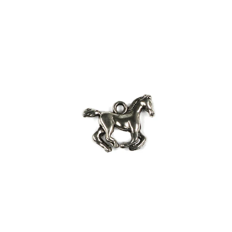 Charm kovová ozdoba, 1 ks - kôň, cval, 3D, malý