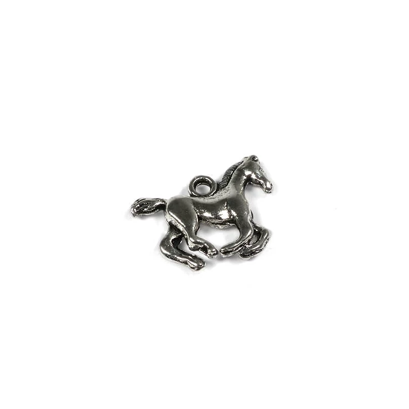 Charm kovová ozdoba, 1 ks - kôň, cval, 3D, malý