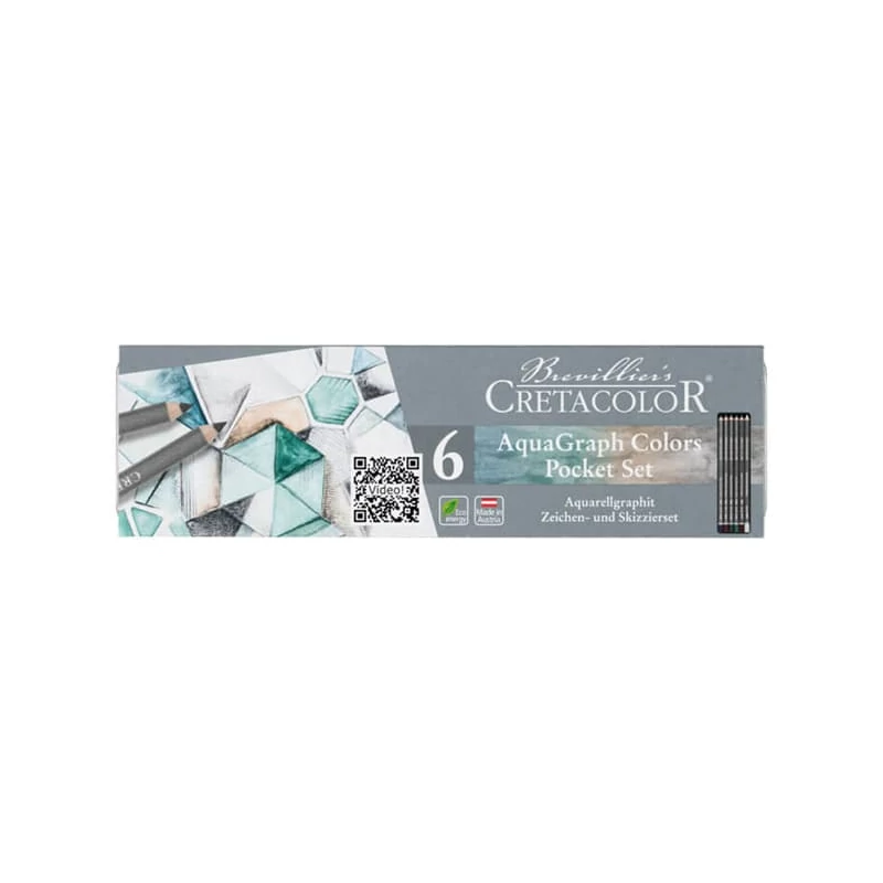 Sada grafitových ceruziek zmývateľných vodou Cretacolor Aquagraph Colors Pocket Set , 6 kusov, v kovovej krabičke