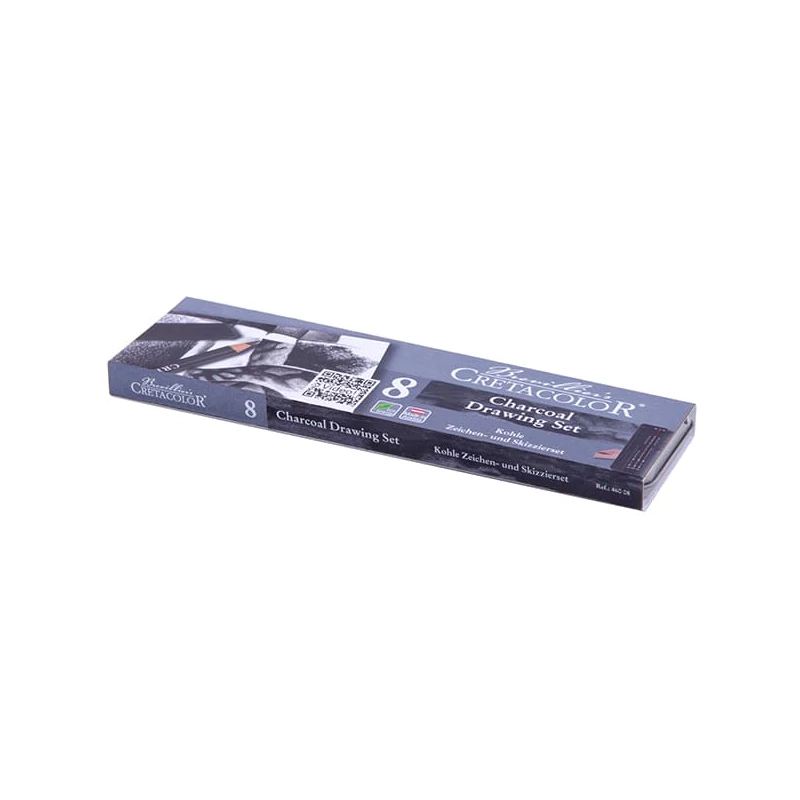 Sada uhlia na kreslenie Cretacolor Charcoal Pocket Set Sada, 8 kusov, v kovovej krabičke