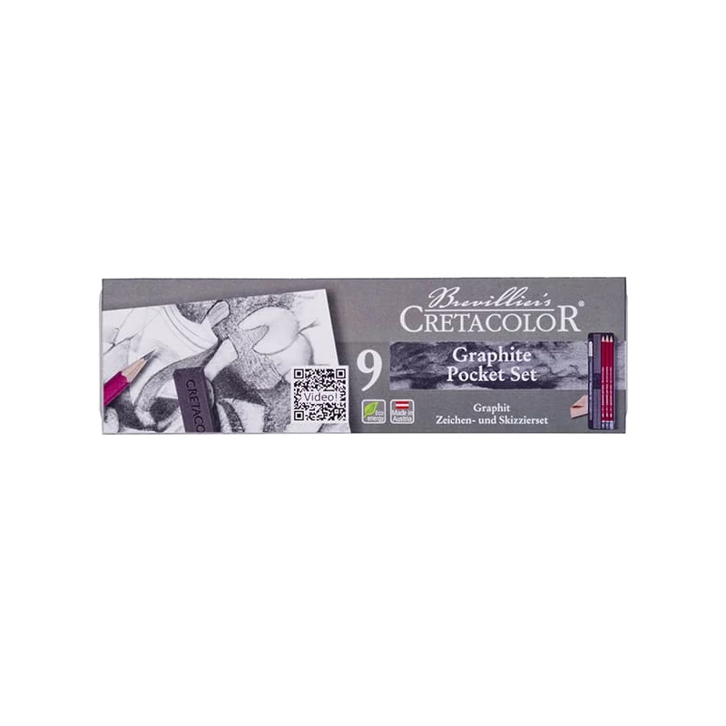 Grafitová sada na kreslenie Cretacolor Graphite Pocket Set, 9 kusov, v kovovej krabičke