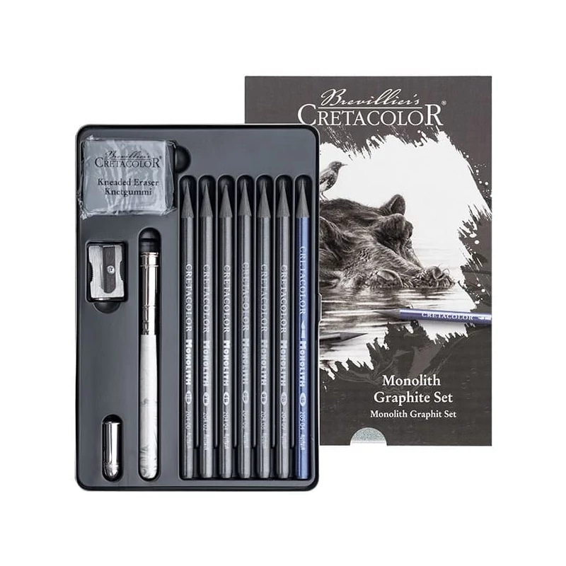 Grafitová sada na kreslenie Cretacolor Monolith Graphite Set, 11 ks- ov, v kovovej krabičke