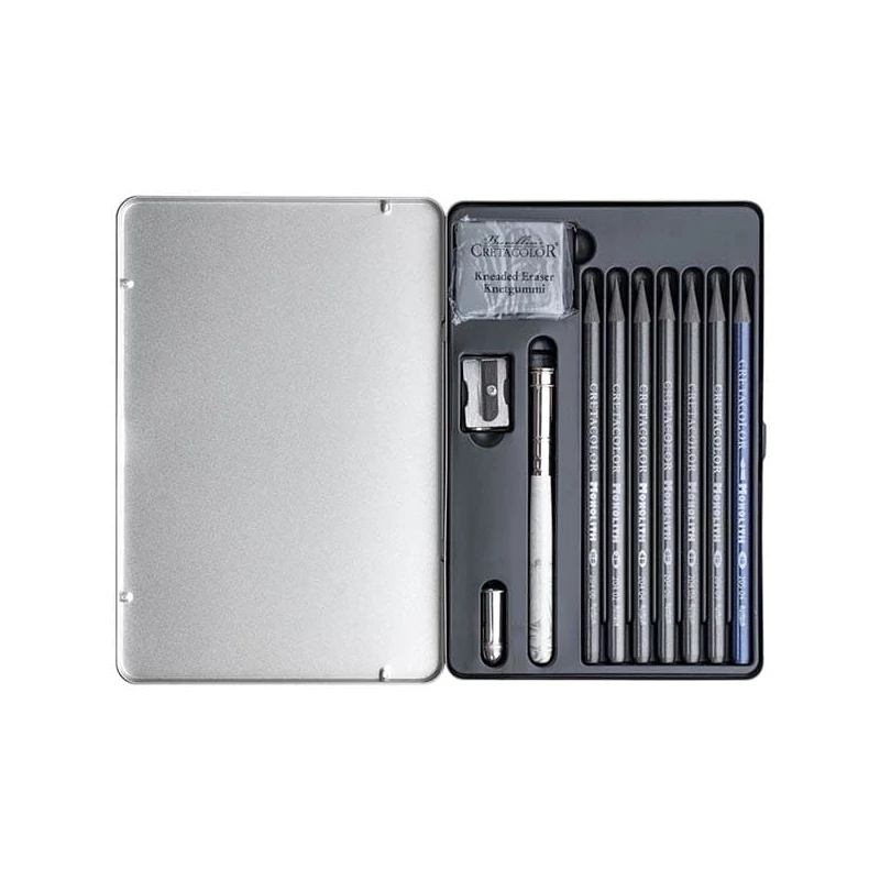 Grafitová sada na kreslenie Cretacolor Monolith Graphite Set, 11 ks- ov, v kovovej krabičke