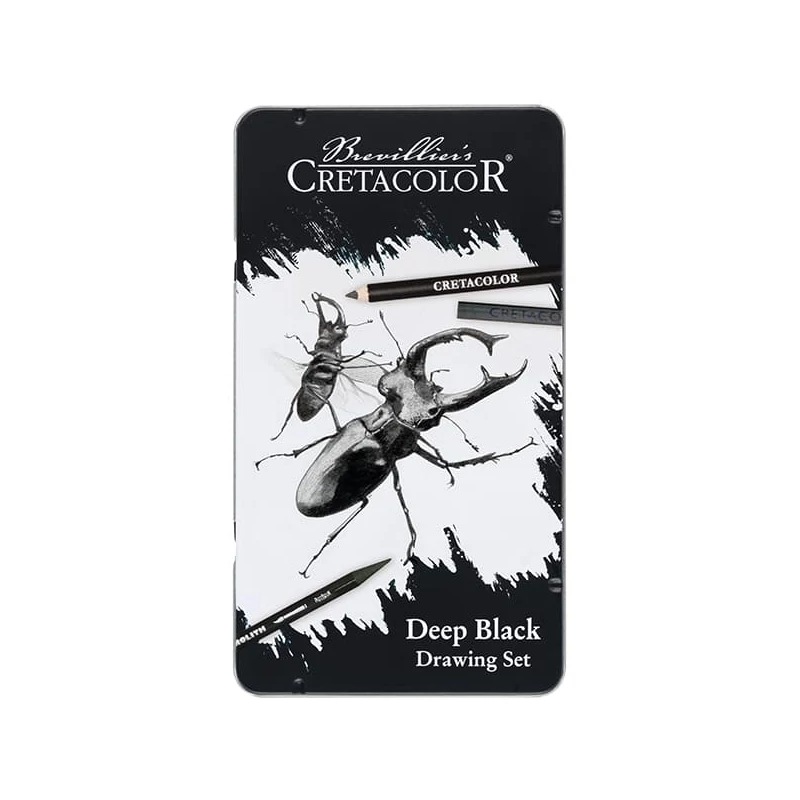Sada na kreslenie Cretacolor Nero Deep Black, 10 kusov, v kovovej krabičke