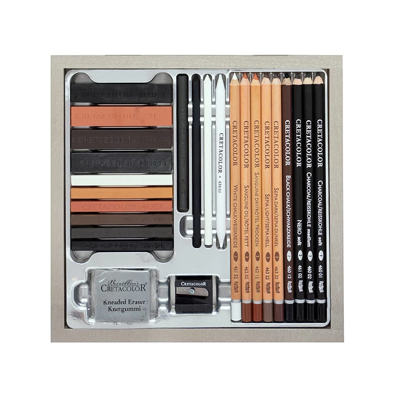 Kresliaci a skicovací set Cretacolor Passion Box, 25 kusov, v drevenej krabičke