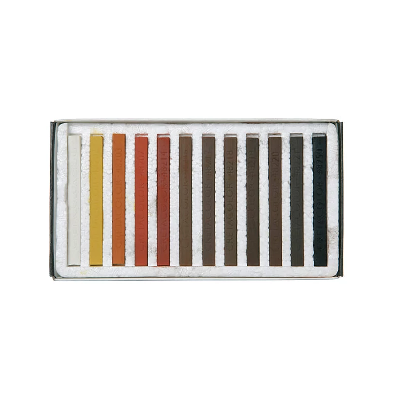 Sada pasteliek (pitt kried) Cretacolor - 12 ks, hnedé odtiene