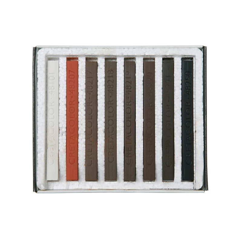 Sada pasteliek (pitt kried) Cretacolor - 8 ks, hnedé odtiene