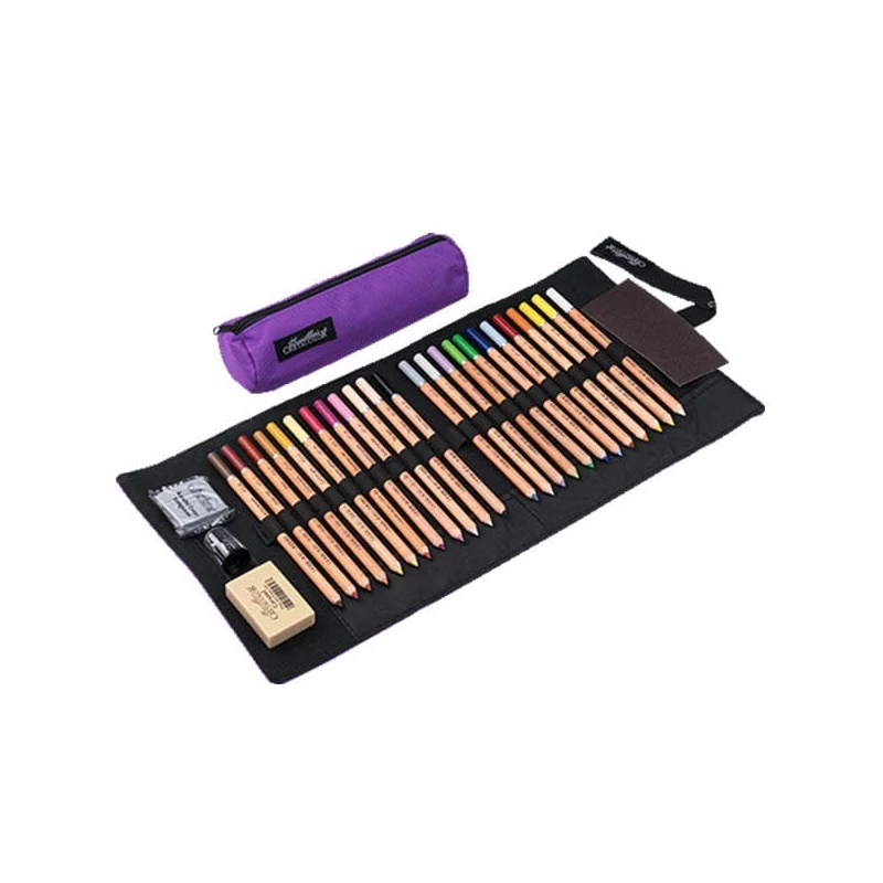 Kresliaca sada v sklopnom plátennom držiaku Cretacolor Pencil Wrap Set - Pastel Pencils, 29 ks- ová