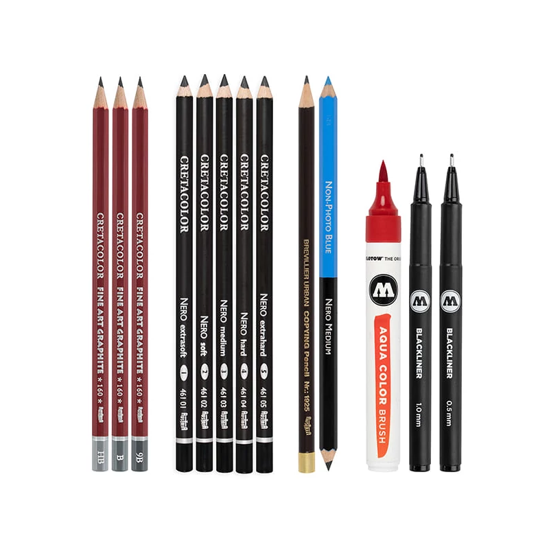 Sada na kreslenie a skicovanie Cretacolor Tattoo Set, 14 ks