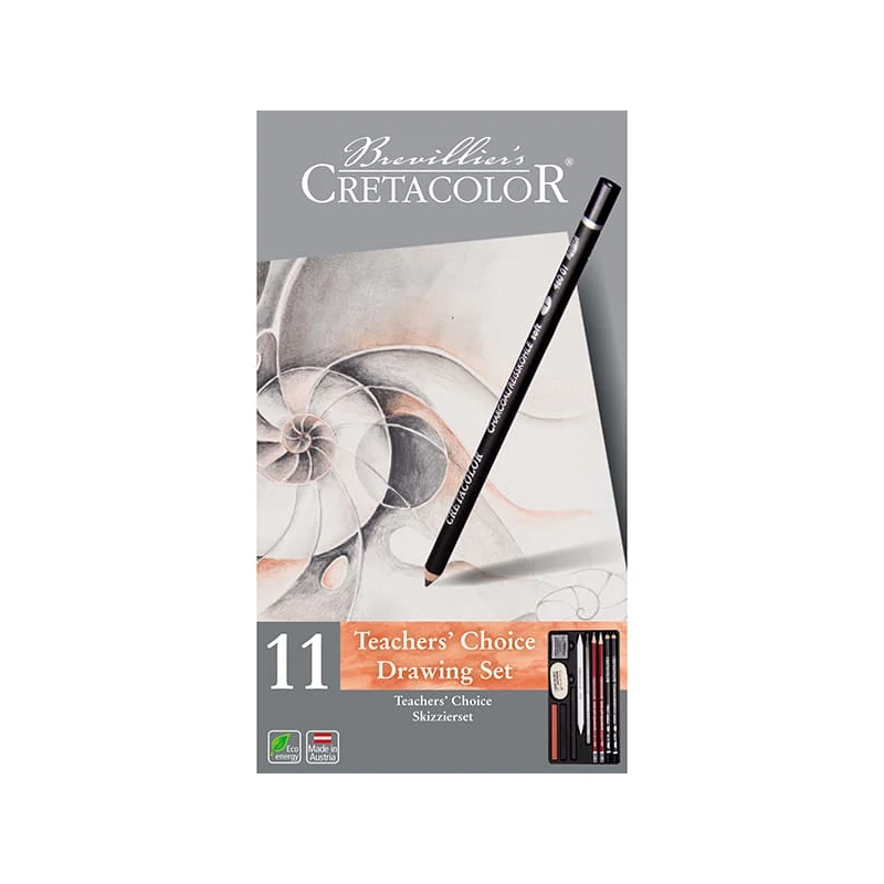 Súprava pre začiatočníkov na kreslenie a skicovanie Cretacolor Teachers' Choice, 11 kusov, v kovovej krabičke