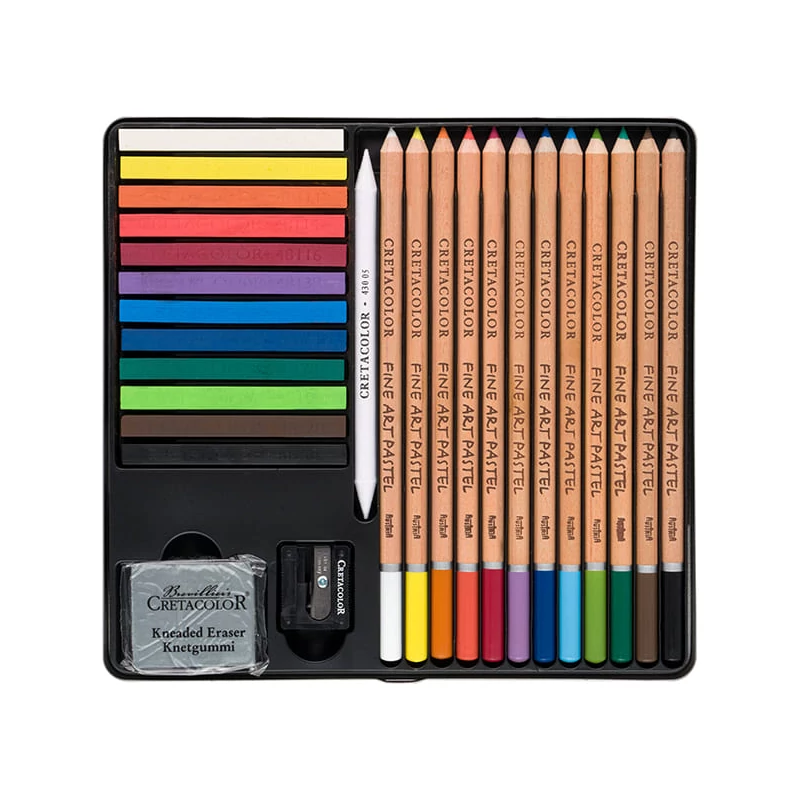 Sada pasteliek na kreslenie Cretacolor The Pastel Basic Box, 27 kusov, v kovovej krabičke