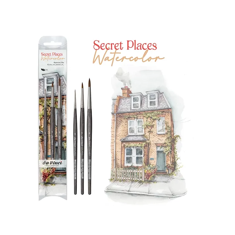 Sada syntetických okrúhlych štetcov Da Vinci Secret Places Watercolour, 3 ks