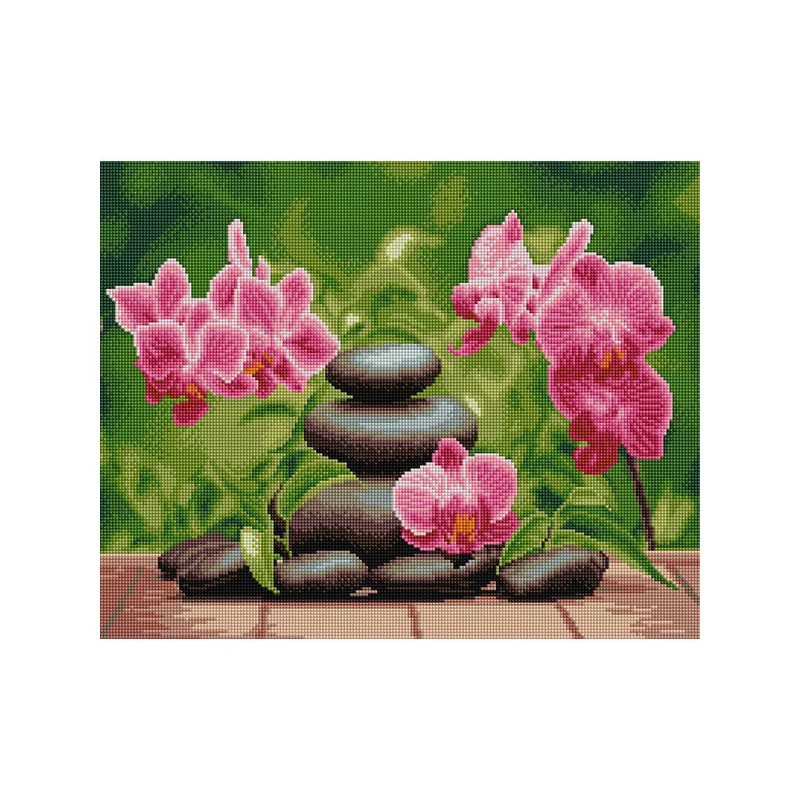 Diamantové mozaikové puzzle, na napnutom plátne, 40x50 cm - Fialové orchidey