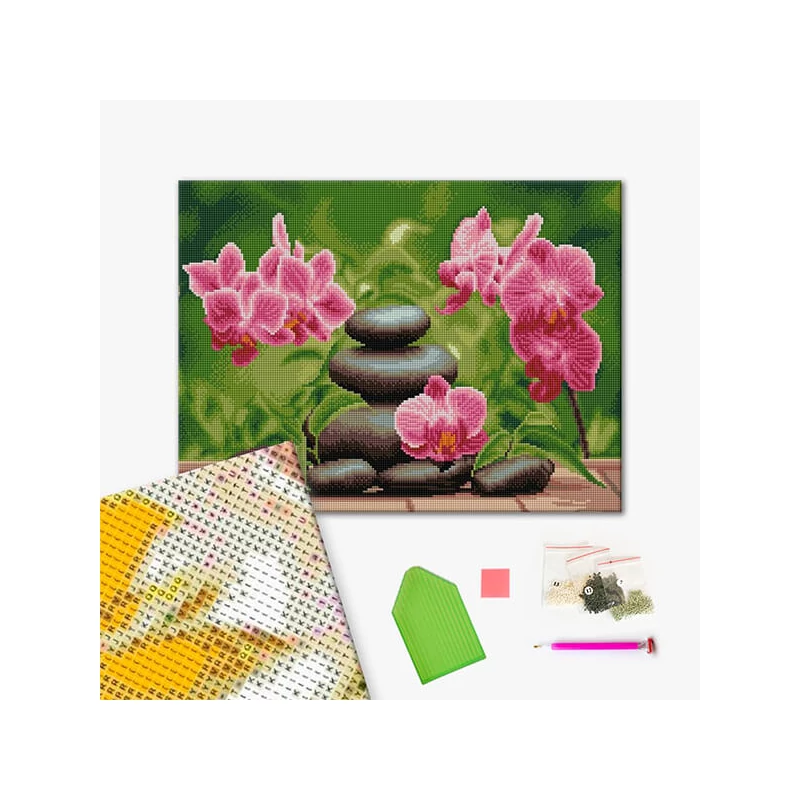 Diamantové mozaikové puzzle, na napnutom plátne, 40x50 cm - Fialové orchidey