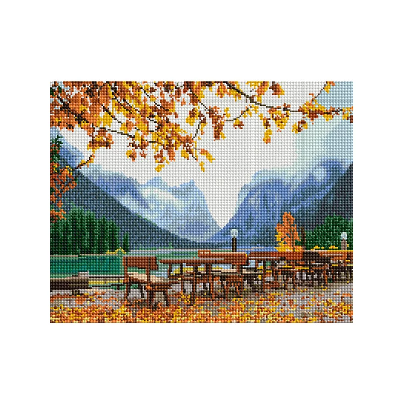 Diamantové mozaikové puzzle, na napnutom plátne, 40x50 cm - Jeseň na horách