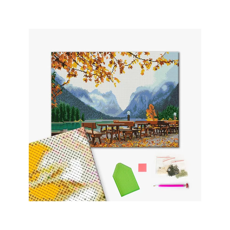 Diamantové mozaikové puzzle, na napnutom plátne, 40x50 cm - Jeseň na horách