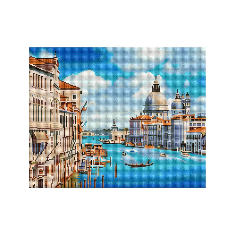 Diamantové mozaikové puzzle, na napnutom plátne, 40x50 cm - Benátske kanály (Santa Maria della Salute)