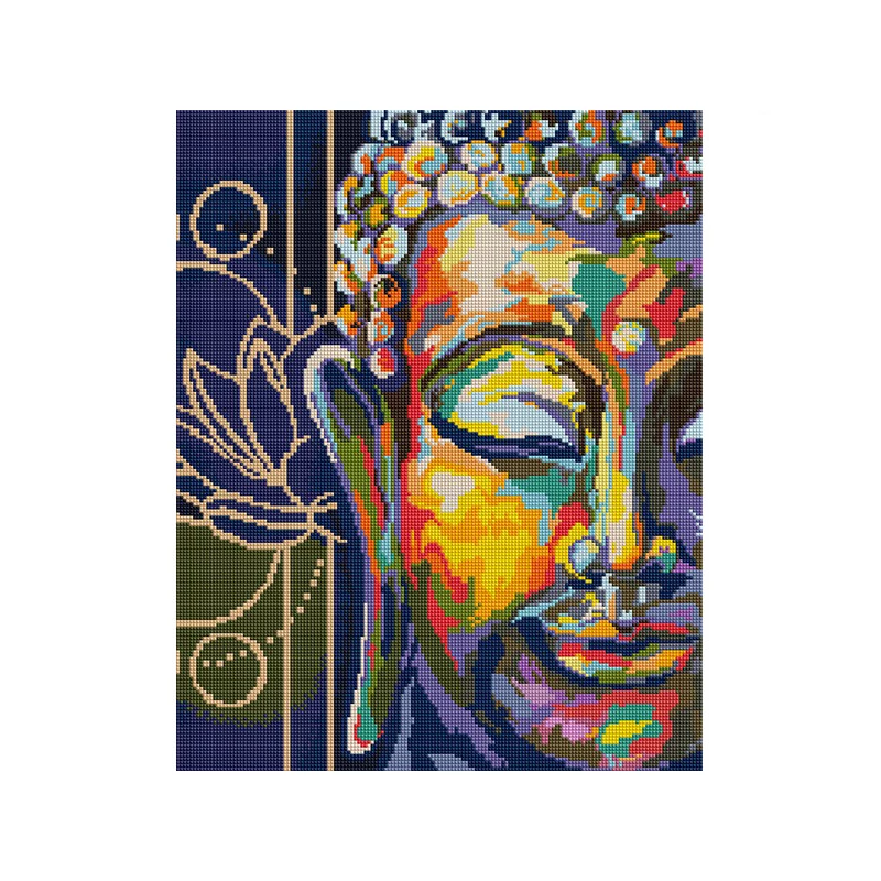 Diamantové mozaikové puzzle, na napnutom plátne, 40x50 cm - Farebný Budha