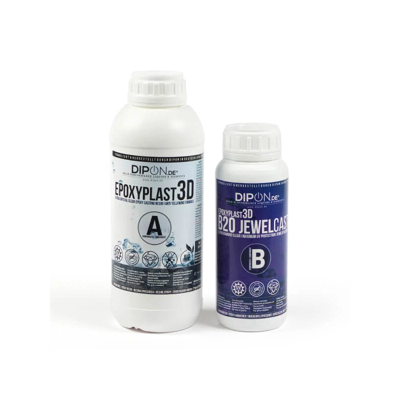 Živica, dvojzložková epoxidová živica, Dipon B20 JewelCast, 1000+500 g