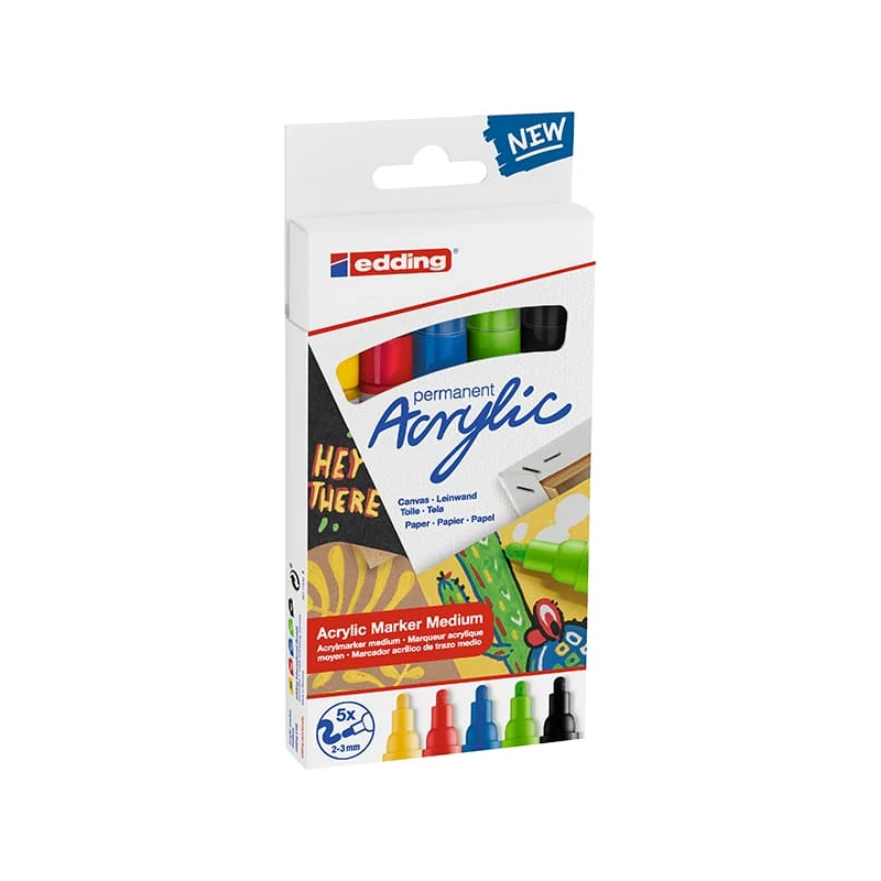 Akrylový popisovač edding 5100 (marker) sada, M (2-3 mm) - 5 ks, základná