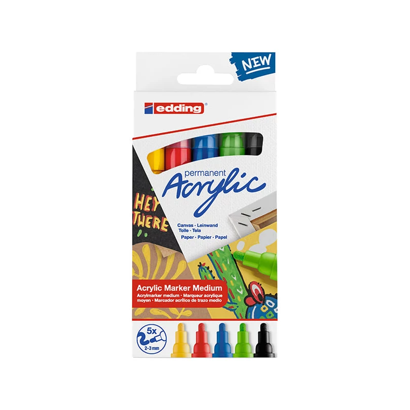 Akrylový popisovač edding 5100 (marker) sada, M (2-3 mm) - 5 ks, základná
