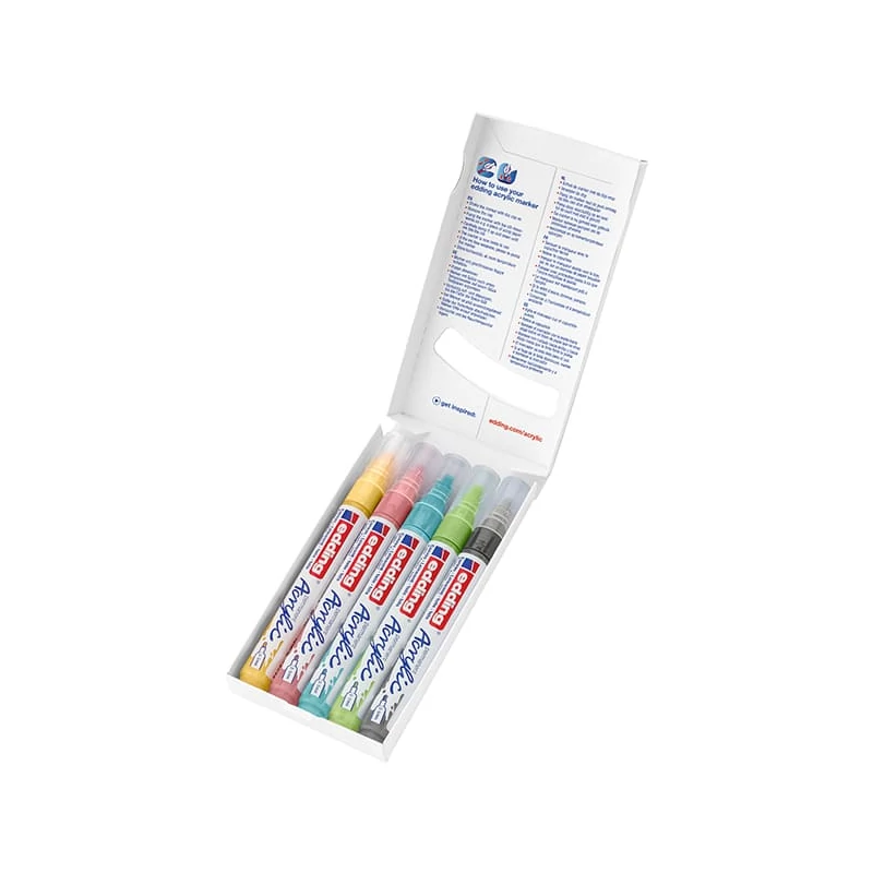 Akrylový popisovač edding 5100 (marker) sada, M (2-3 mm) - 5 ks, pastelová