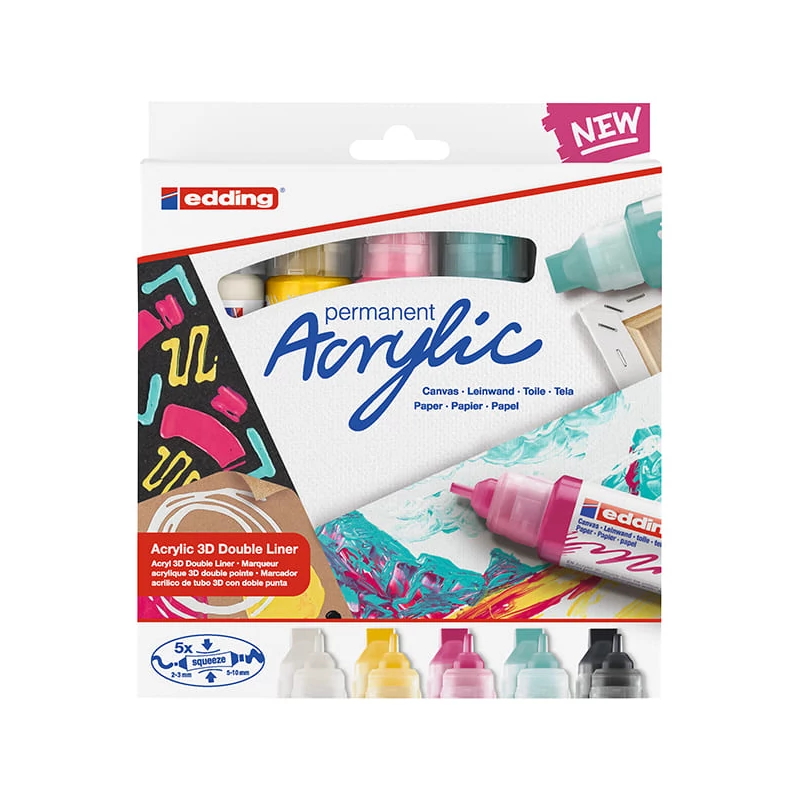 Obojstrany akrylový popisovač 5400 3D Double liner, sada akrylových fixiek - 5 ks