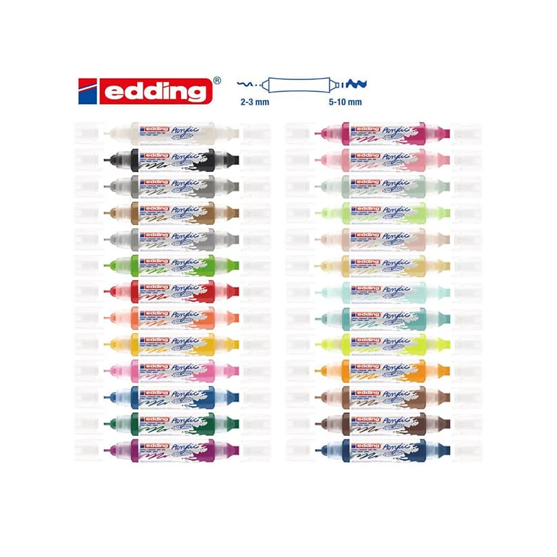 Obojstranný akrylový popisovač edding 5400 3D Double liner - 923, rich silver