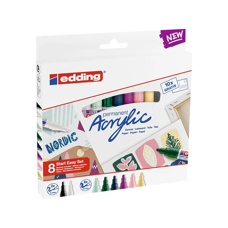 Sada akrylových popisovačov edding (marker) - 8 ks, štartovacia sada Nordic