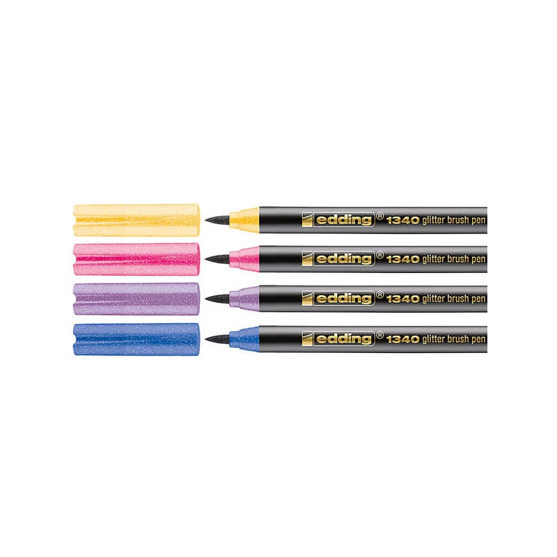 Sada štetcových popisovačov edding 1340, S (1-6 mm) - 4 ks, trblietavé