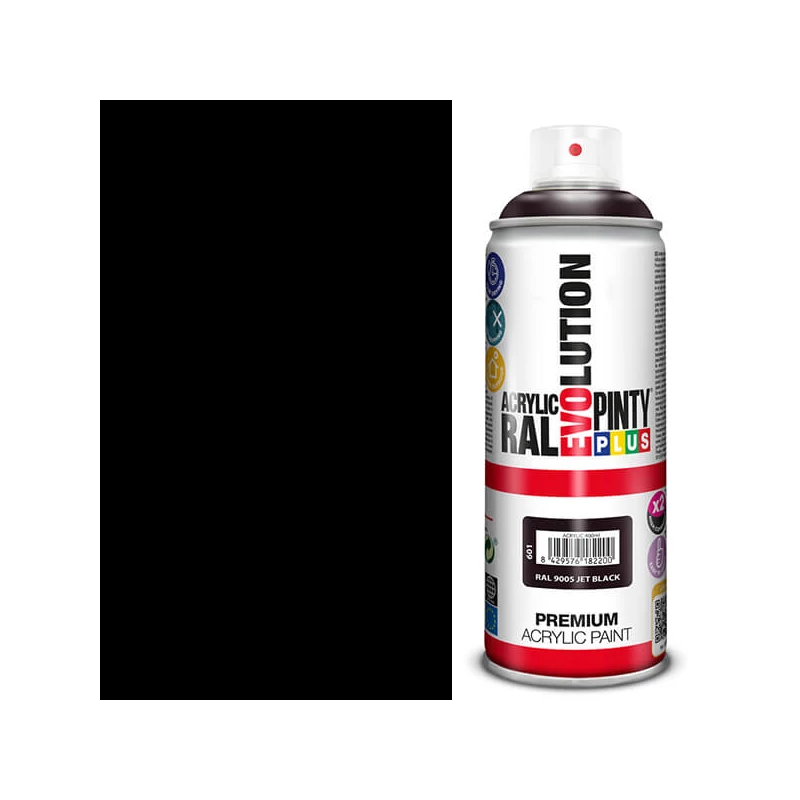 Akrylová farba v spreji, EVOLUTION lesklá, 400 ml - RAL9005 jet black
