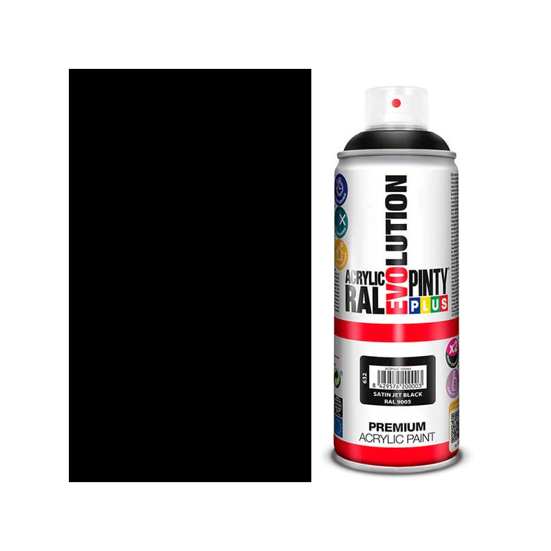 Akrylová farba v spreji, EVOLUTION hodvábny lesk, 400 ml - RAL9005 jet black