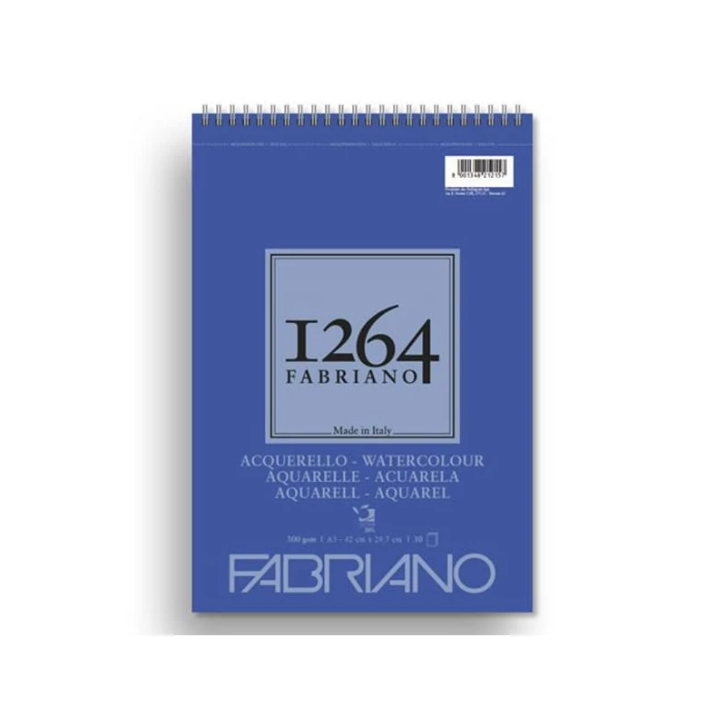 Akvarelový blok Fabriano 1264, 300 g - A3, špirálový na vrchu