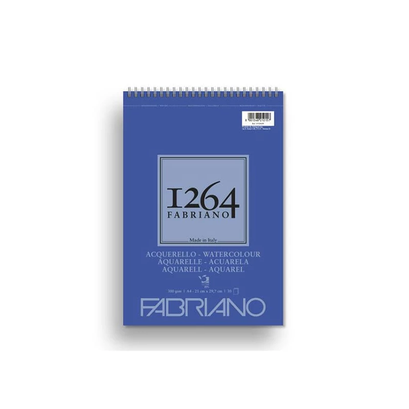 Akvarelvý blok Fabriano 1264, 300 g - A4, špirálový na vrchu