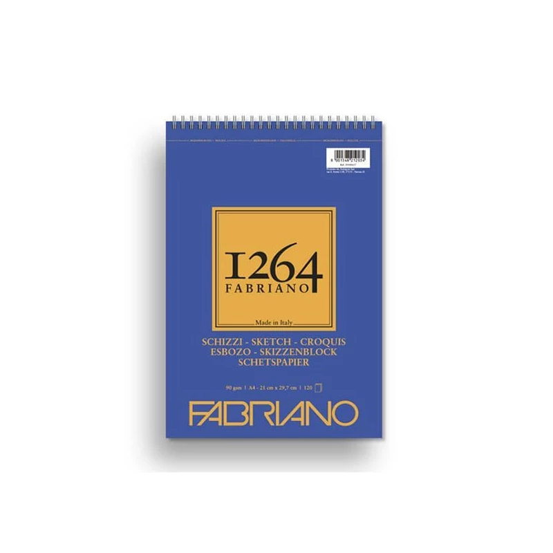 Náčrtník a skicár Fabriano 1264, 90 g - A4, špirálový na vrchu