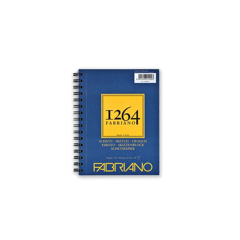 Náčrtník a skicár Fabriano 1264, 90 g - A5, špirálový na jednej strane