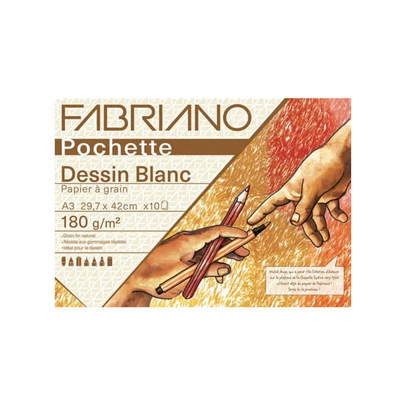 Balenie kresliaceho papiera Fabriano Pochette Dessin Blanc, 180 g - A3, 10 listov