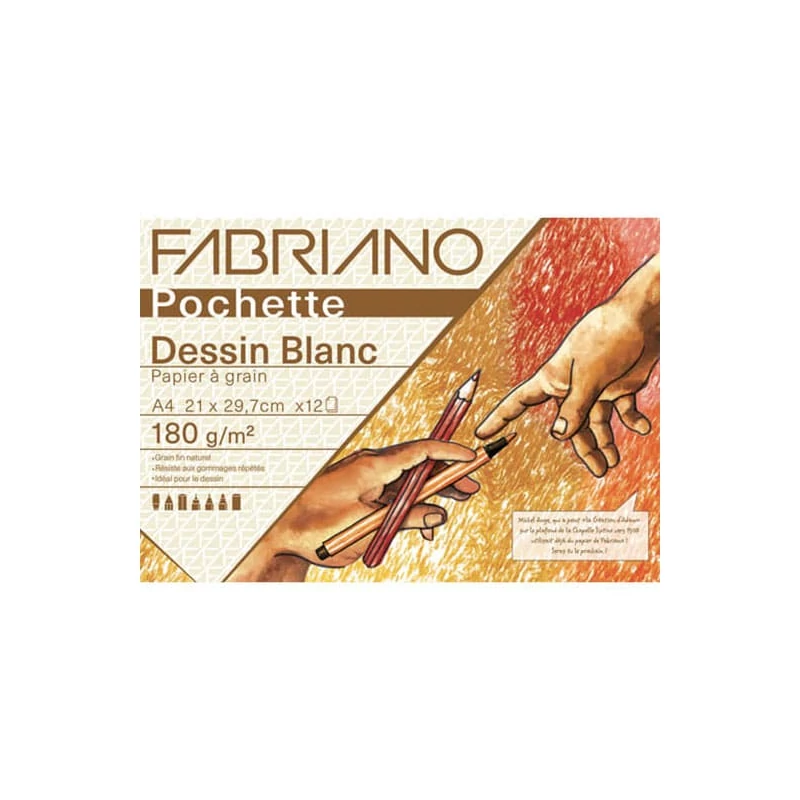 Balenie kresliaceho papiera Fabriano Pochette Dessin Blanc, 180 g - A4, 12 listov