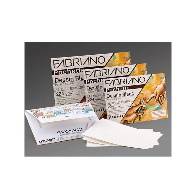 Balenie kresliaceho papiera Fabriano Pochette Dessin Blanc, 224 g - 24x32 cm, 12 listov