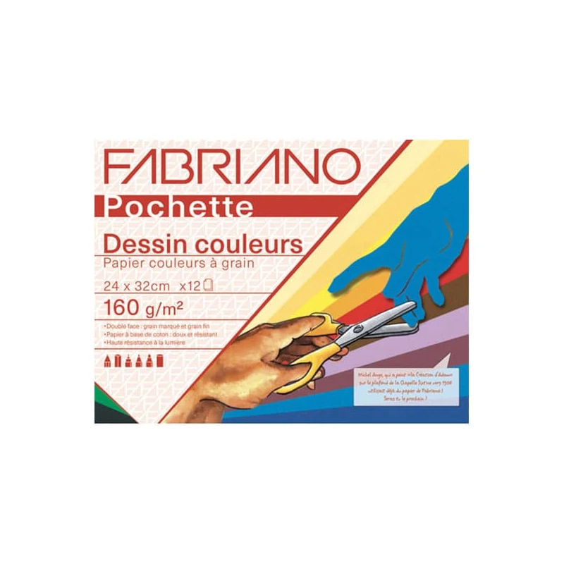 Balenie farebného kresliaceho papiera Fabriano Pochette Dessin Couleur, 160 g - 24x32 cm, 12 listov